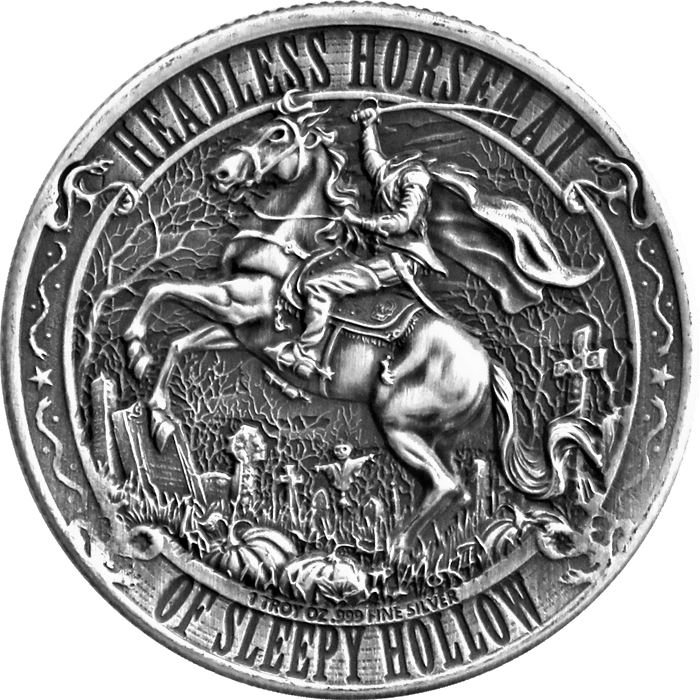 Headless Horseman 1 oz Silver Round (Antique Finish)