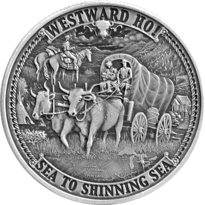 Westward Ho - 2020 Frontiers 1 oz Silver Round (Antique Finish)