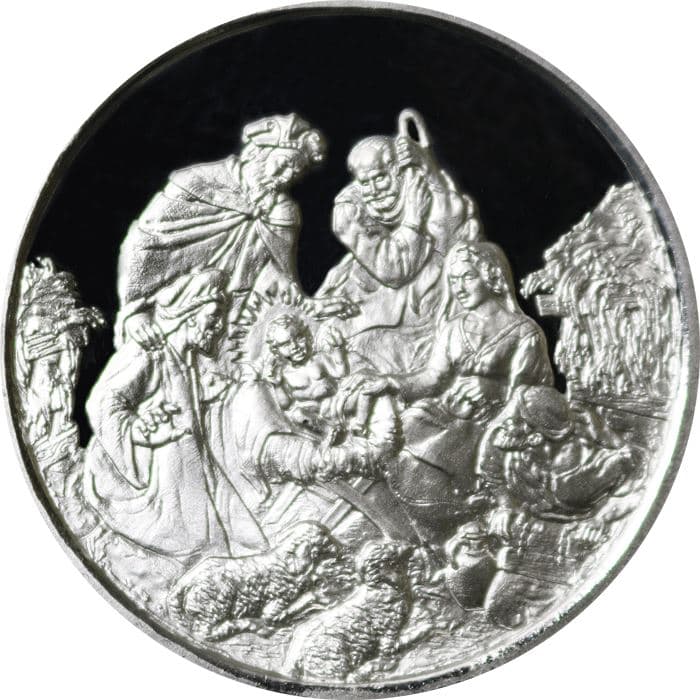 Nativity Scene Merry Christmas 1 oz Silver Round (.999 Fine)